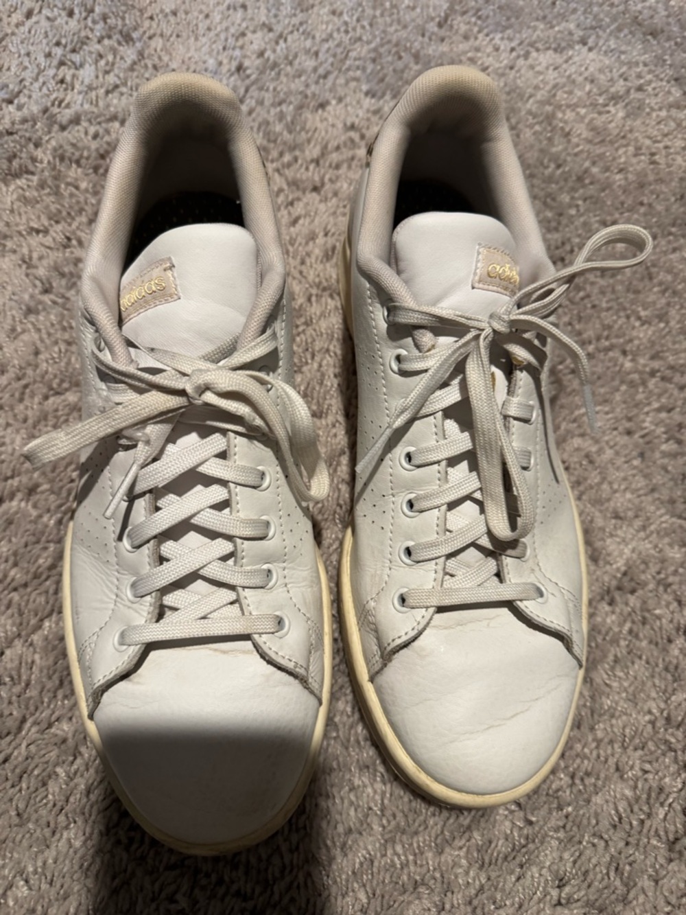 adidas White Sneakers with leopard Heel Accents
